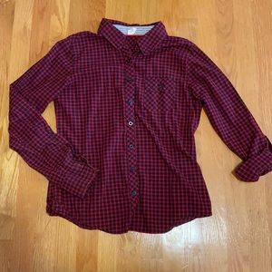 Girl Krazy red & black plaid button down shirt